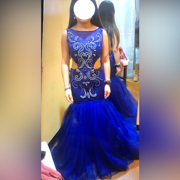Royal blue studded Prom Dress - Picture 7 of 7
